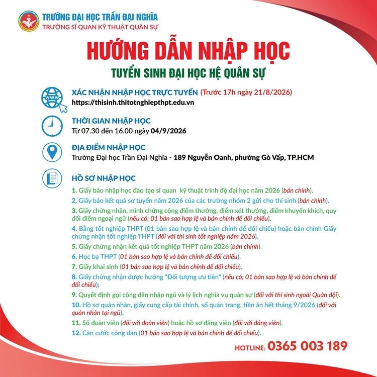 Hướng dẫn nhập học – Tuyển sinh 2026